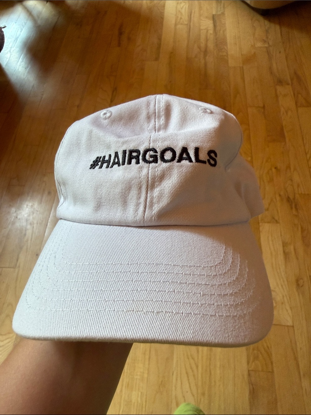 MONAT White "#HAIRGOALS" Embroidered Baseball Cap